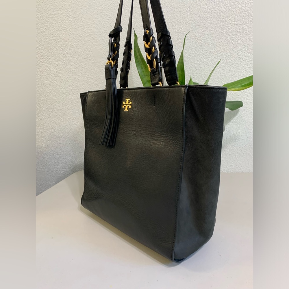 ππ TORY BURCH Brooke Leather & Suede Tote Handbag - Picture 3 of 15